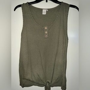Green waffle tank top